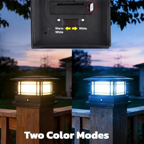 Dynaming 4x4 Solar Post Cap Lights Outdoor with 2 Color Modes, 12 Pack Fence Post Solar Lights Black Shell Fit for Vinyl/Wooden Posts, High Brightness SMD LED Lighting Decor for Garden Deck Patio - Image 3