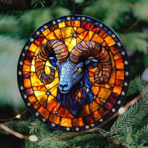 Vivid Floral Aries Mosaic Art Acrylic Suncatcher - Image 4