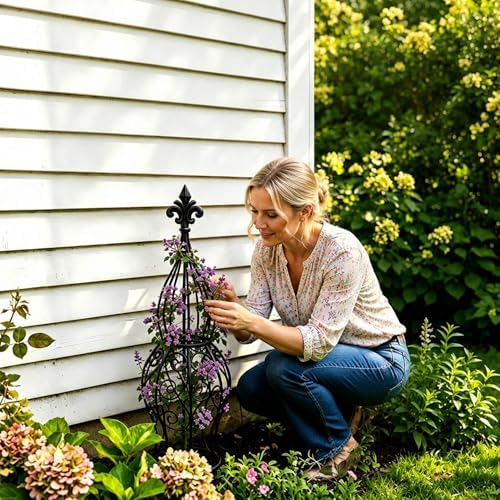 2-Pack Iron Garden Obelisk Trellis, 30" Rose Climbing Plant Support - Image 4
