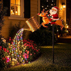 Solar Watering Can Lights - Christmas Santa LED Metal | Outdoor Yard Stake - Image 2