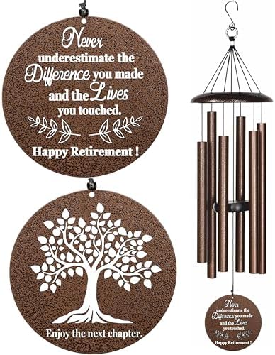 Retirement Wind Chimes, 32" Copper Aluminum, Modern Style, Adjustable, Outdoor Use by NETAEX
