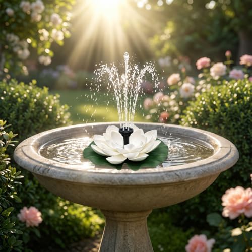 Floating Solar Fountain Lotus Flower Design for Garden Pond Bird Bath (B) - Image 6