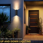wowlite Outdoor Wall Sconces, Cylinder Up & Down Light, Matte Black, 2 Pack - Image 2