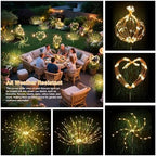 Solar Garden Firework Lights Outdoor Waterproof, 6 Pack Solar Lighting with 8 Lighting Modes, 120 LED Sparklers String Lights for Outside Decor Yard Pathway Decorations(Warm) - Image 5