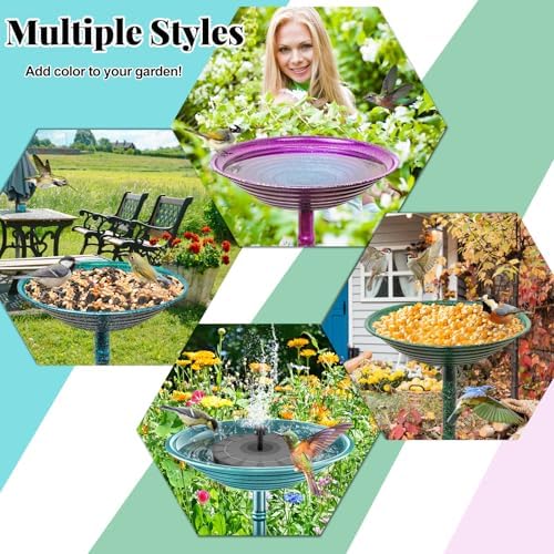 Metal Bird Bath for Outdoors, 28.4" Freestanding Garden Metal Birdbaths with Stable Upgrades Stake, Easy to Clean Birdfeeder for Outside Garden Yard Lawn Decor(Gradient Purple) - Image 7