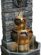 42'' 2-Tier Lion Head Outdoor Water Fountain with LED Lights for Garden - Image 4