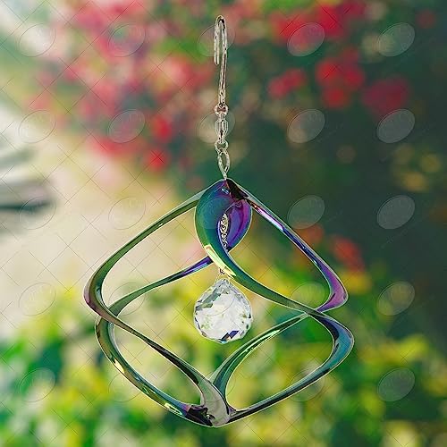 Red Carpet Studios The Original Helix Cosmix Wind Spinner Indoor/Outdoor 3-Dimensonal Garden Decor, 11-Inch, Rainbow - Crystal - Image 5