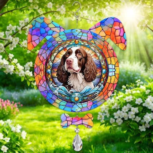 American Water Spaniel Dog Ears Wind Spinner, American Water Spaniel Wind Spinner Hanging for Yard and Garden by PODMemory