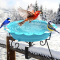 Heated Bird Bath for Deck Railing, 100W Heated Birdbath for Outdoors, Blue by Jvgoo