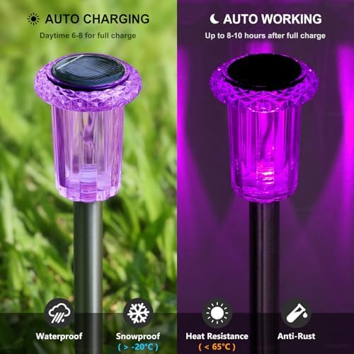DenicMic Solar Halloween Lights Outdoor 15 Pack Purple LED Halloween Decor - Image 3