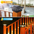 VOLISUN 12Pack Solar Post Cap Lights, 2 Color Modes Deck Lights, Black - Image 3