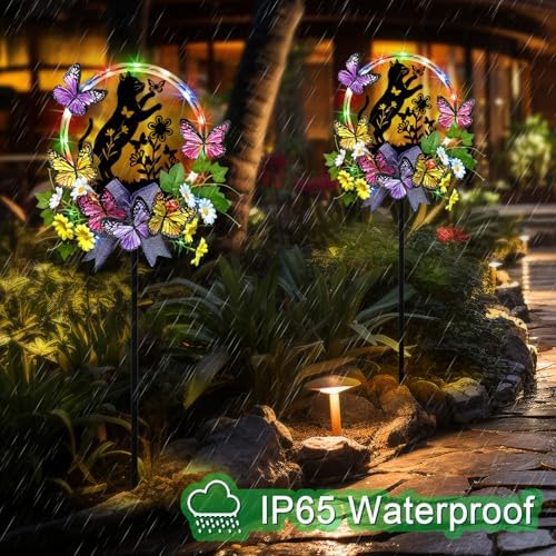 Cat Solar Lights Outdoor Garden,Flower & Butterfly Yard Decorations Outdoor - Image 5