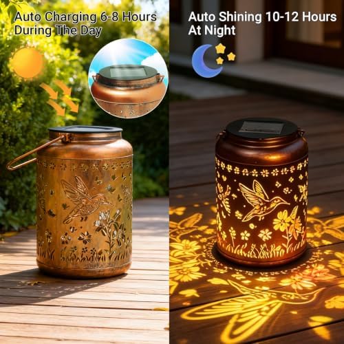 2 Pack Waterproof Hummingbird Solar Lantern Outdoor Hanging Garden Light - Image 5