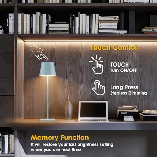Cordless Table Lamp 5000mAh LED Rechargeable Lamp Blue, 4-Pack - Image 3