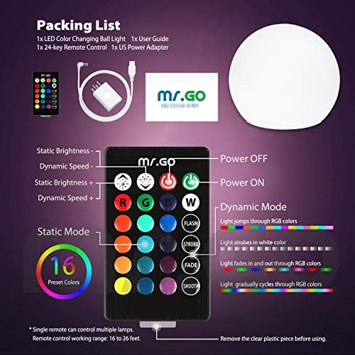 Mr.Go 20-inch Rechargeable LED Ball Light,16 RGB Color Changing Glowing Orb - Image 4