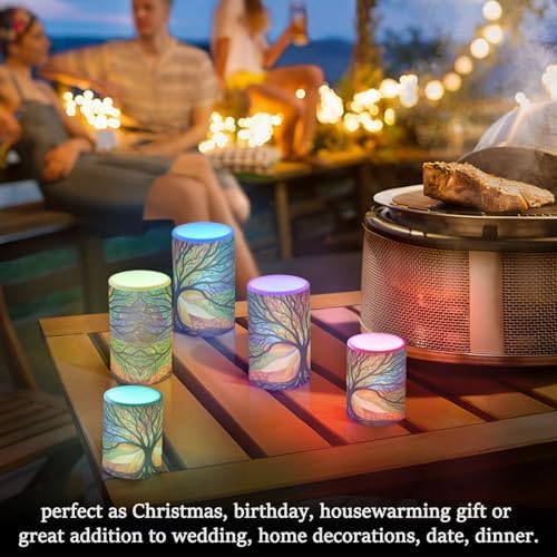 ALAZA Mysterious Tree Colorful Flameless Candles, LED Pillar Candles with Remote Timer, Battery Operated Candles Set of 2 - Image 4