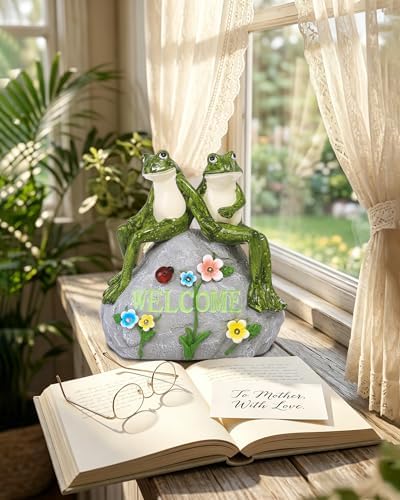 Nacome Solar Frog Garden Statue - Succulent & 7 LED Lights, Outdoor Decor - Image 6