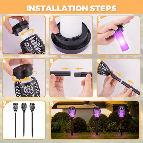 8 Pack Solar Pathway Lights Outdoor, Solar Torches Lights Halloween Decor - Image 5