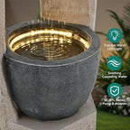 32" Geometric Outdoor Fountain with Birdfeeder - Image 5