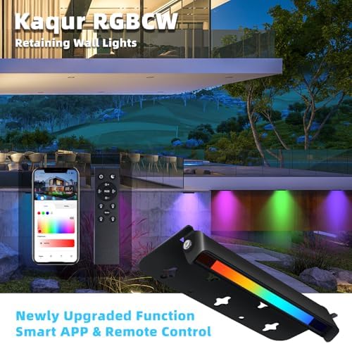 Kaqur 8 Pack 7 Inch 5W RGBCW Retaining Wall Lights, App & Remote Control - Image 2