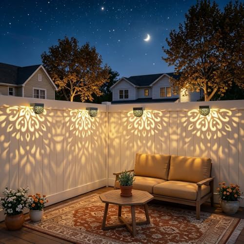 Solar Fence Lights 6 Pack Solar Deck Step Wall Lights Outdoor Waterproof LED Decorations Warm Yellow Light Decorative Lighting for Garden, Front Door, Backyard (Black 1) - Image 2