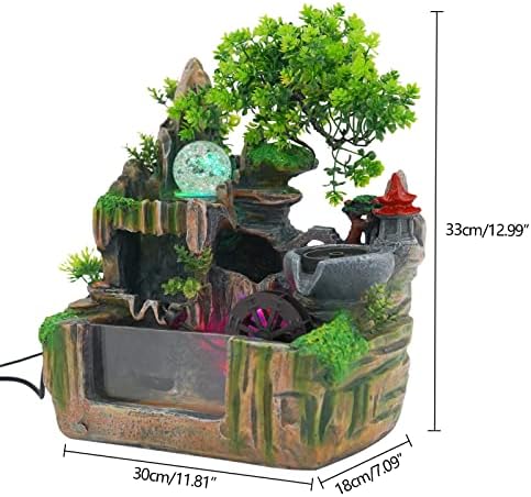 Tabletop Fountains Indoor Waterfall Fountain Indoor Water Fountains and Waterfalls with Light, Desk Fountain with Plant & Mist, Tabletop Fountains for Home Office Bedroom - Image 3