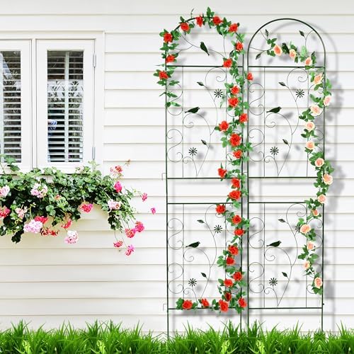 2 Pack 86.5" x 19.7" Metal Garden Trellis for Climbing Plants, Black - Image 6