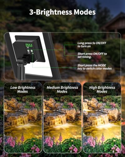 POPOSOAP 4W Warm White Solar Pond Lights with Timer (3 Headlamp) - Image 4