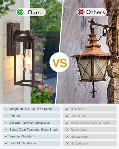 VIANIS Bronze Dusk to Dawn Outdoor Lights Wall Mount, Waterproof, Anti-Rust - Image 6