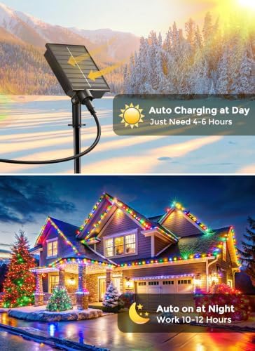 Solar Christmas Lights Outdoor, 50 LED C9 String Lights, Timer & 8 Modes - Image 4