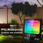 ASIGN 200W Bluetooth Control RGB LED Floodlight Outdoor&Indoor Waterproof Color Changing Floodlight Wall Washer Light for Home Decor Outdoor Featival Decoration - Image 4