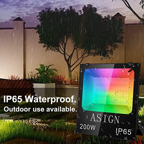 ASIGN 200W Bluetooth Control RGB LED Floodlight Outdoor&Indoor Waterproof Color Changing Floodlight Wall Washer Light for Home Decor Outdoor Featival Decoration - Image 4