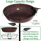 3" Deep Metal Bird Bath for Outdoors 40in Tall, Removable 13" Dia Birdbath Bowl with Stable Stake, Vintage Birdbaths and Bird Feeders for Outside Garden Yard Patio Lawn Decor(Antique Bronze) - Image 2