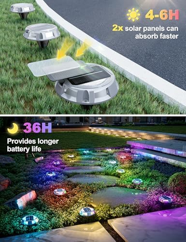 VOLISUN Solar Driveway Dock Deck Markers Marine Lights 8 Pack,9 Colors in 1 Led IP67 Waterproof Outdoor Warning Step Lights for Driveway Sidewalk Walkway Pathway RGB - Image 3