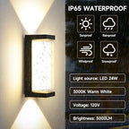 Modern Outdoor Wall Lights 24W LED Exterior Wall Sconces Light Fixtures, Black Aluminum Wall Mount, 3000LM 3000K Porch Lights with Double Lampshades, IP65 Waterproof for Garage Patio Entryway - Image 3