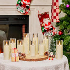 Amagic Ivory Flameless Candles with Remote, Battery Operated Candles with Timer, Acrylic Plexiglass Flickering LED Fake Candle for Wedding, Holiday, Home Decor, Set of 9, D2.2 x H5 6" 7" - Image 7