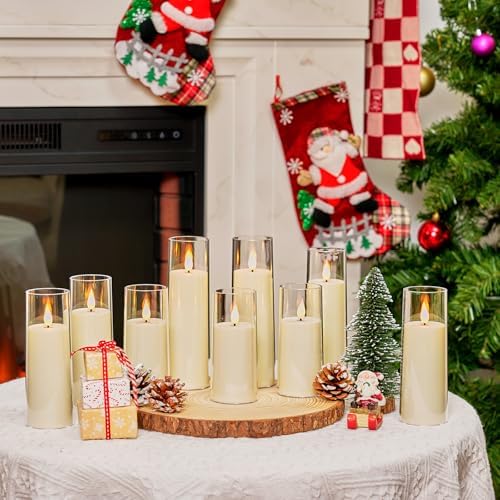 Amagic Ivory Flameless Candles with Remote, Battery Operated Candles with Timer, Acrylic Plexiglass Flickering LED Fake Candle for Wedding, Holiday, Home Decor, Set of 9, D2.2 x H5 6" 7" - Image 7
