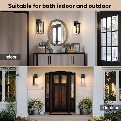 WIHTU 15.78'' Exterior Porch Light Fixture,Outdoor Wall Sconce Lights,Black - Image 5