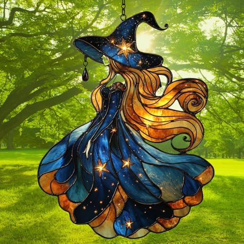 Starry Night Witch Acrylic Suncatcher - Image 3