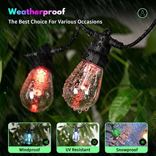 Outdoor String Lights Color Changing, 48FT Patio Lights Outdoor Waterproof - Image 4