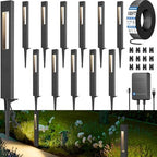 SUNVIE All-In-One LED Low Voltage Landscape Lighting Kit 12 Pack Low Voltage Pathway Lights with 60W Transformer ETL Listed 100FT Wire for Path Garden, Waterproof Pathway Lights Wired, 3000K, Aluminum by SUNVIE