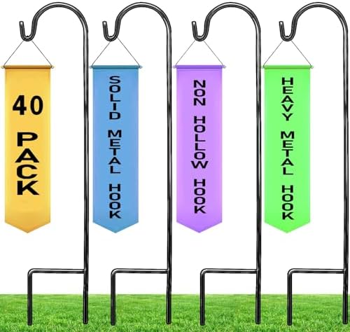 Ashman Shepherd's Hooks 35 Inch (40 Per Pack), Black, Made of Premium Metal for Hanging Solar Lights, Bird Feeders, Mason Jars, Christmas Lights, Lanterns, Garden Stakes and Wedding Décor. - Image 2