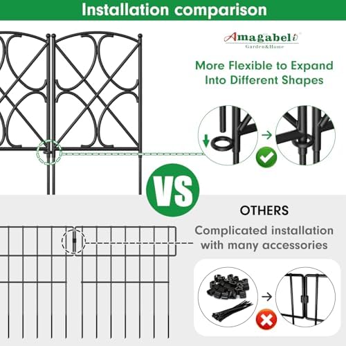 AMAGABELI GARDEN & HOME 10 Panels 24in(H)×10ft(L) Decorative Garden Fences and Borders for Dogs Rustproof Metal No Dig Fence Panels Garden Edging Border for Animal Barrier Flower Beds Yard Patio - Image 5