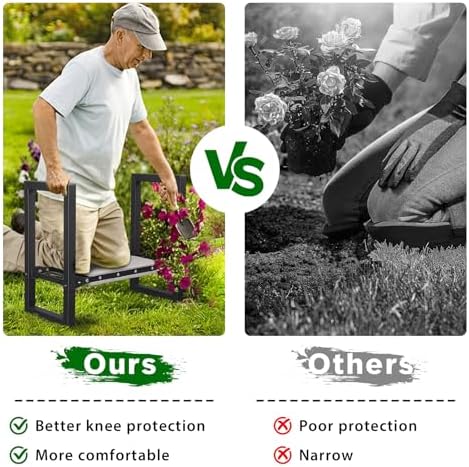 HOME RIGHT Garden Kneeler and Seat,Heavy Duty Portable Gardening Bench Load Cap 400 lbs,Black Foldable Gardening Stool with Extra Thicken Kneeling Pad,Gardening Gifts for Women,Seniors,Grandparents - Image 4