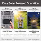 Japanese Solar Pagoda Lantern Outdoor Garden Decor Resin LED - Image 4