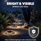 Bell+Howell 8 Pk Mosaic Solar Lights Outdoor LED Disk Pathway Lights, Taupe - Image 5