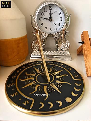 Nautical-Mart Brass Garden Sundial Clock - 8.5” Diameter Sundial Clock with Polished Brass Highlights - Image 5