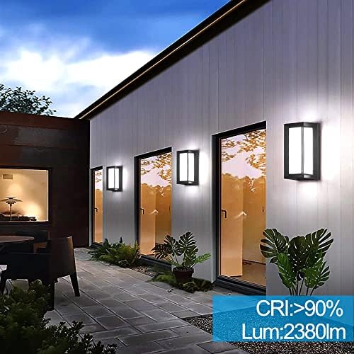 Sytmhoe Porch Lights Outdoor Wall Sconce, 24W 2400LM 5000K Modern LED Porch & Patio Lights, Aluminum Exterior Light Fixture Matt Black IP65 Waterproof for Hallway House Backyard Garage Lighting. - Image 5