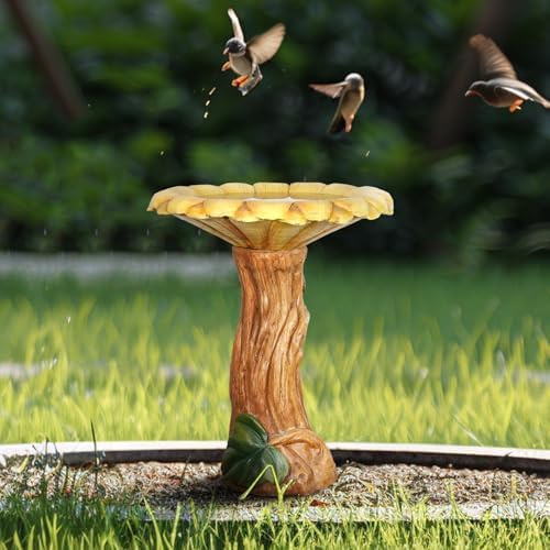 Birdbath for Outdoors with Sunflower Shape - 24.4" H * 19.6" Φ Standing Bird Bath for Garden, Yard, Patio, Porch, Easy Installation and Maintenance - Image 4
