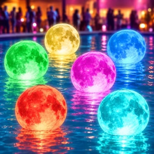TIALLY Floating Pool Lights - Solar Light Up Moon Balls, Multicolor 6 Pack by Tially